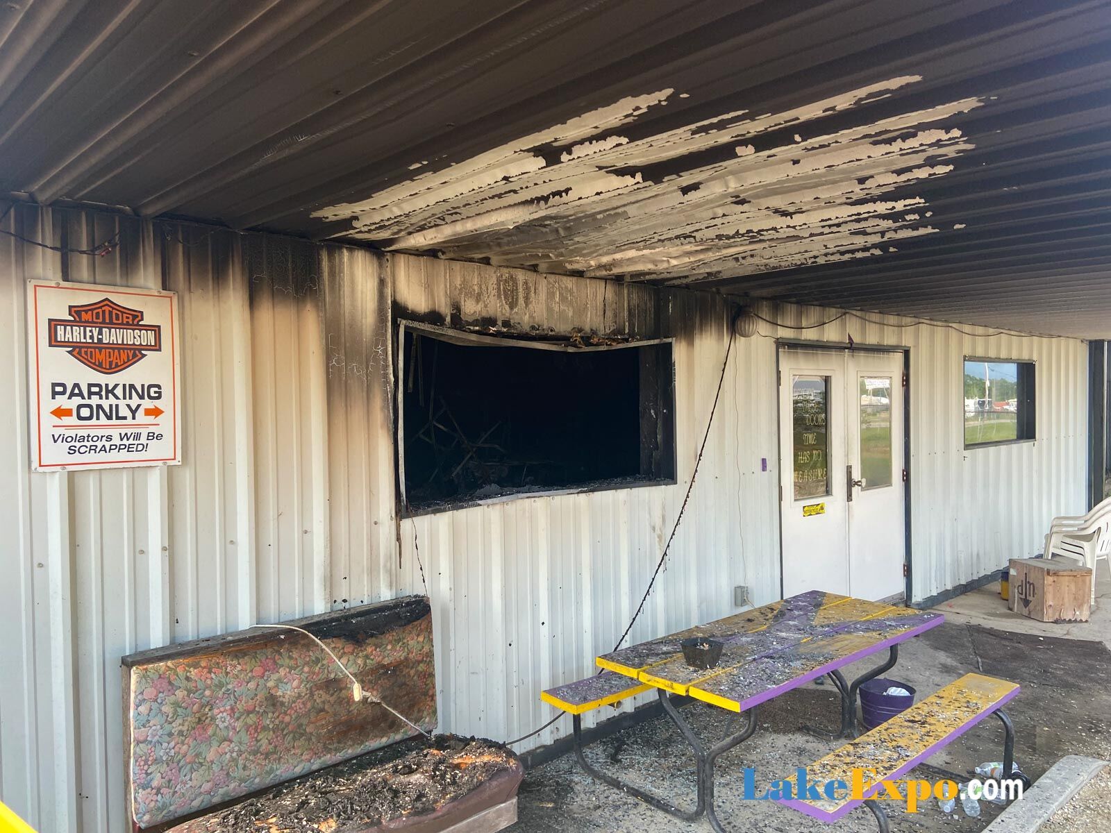 Fire-Damaged Porch, At Midwest Drifters Motorcycle Club's Lake Ozark Chapter Clubhouse